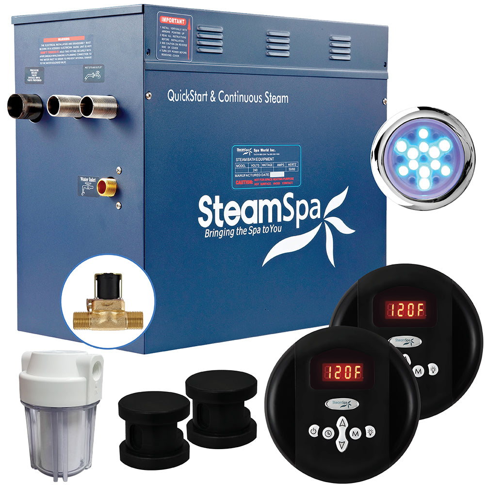 SteamSpa Royal 10.5 KW QuickStart Acu-Steam Bath Generator Package with Built-in Auto Drain in Matte Black RY1050MK-A