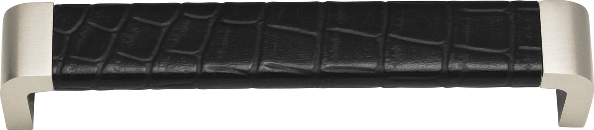 Atlas Homewares Paradigm Pull 6 5/16 Inch (c-c) BN & Black Croc Leather