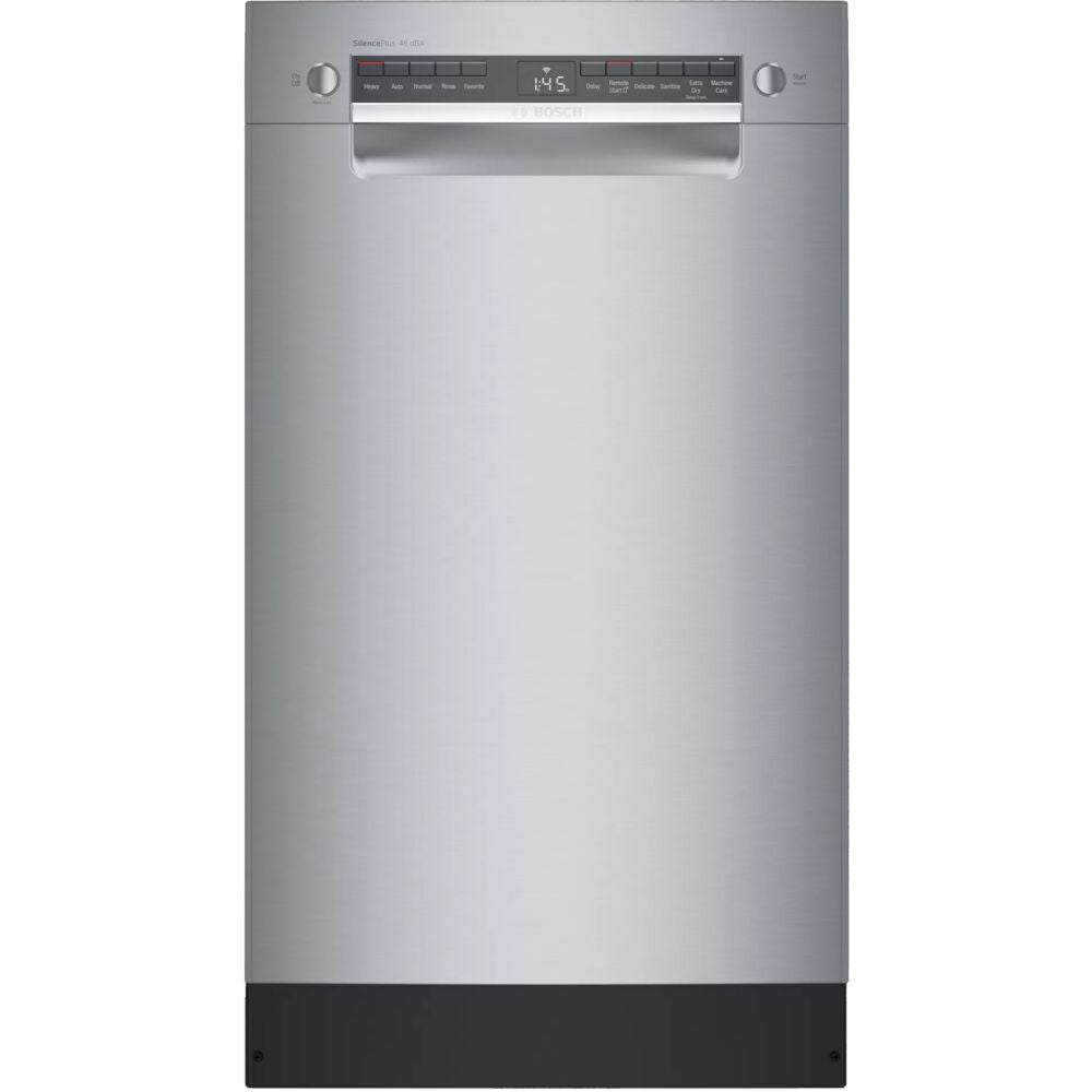 Bosch SPE53B55UC 300 18" Recessed Hndl, 5/5 cycles, 46 dBA, Hm Cnnct, Stndrd 3rd Rck,