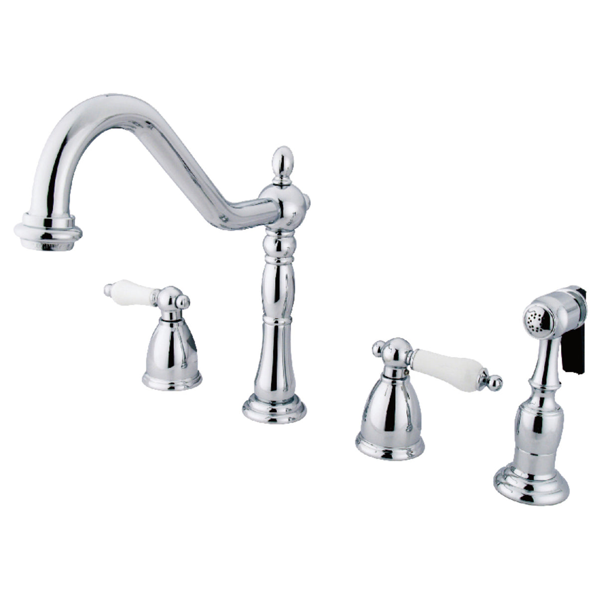 Kingston Brass KB1791PLBS Widespread Kitchen Faucet, Polished Chrome
