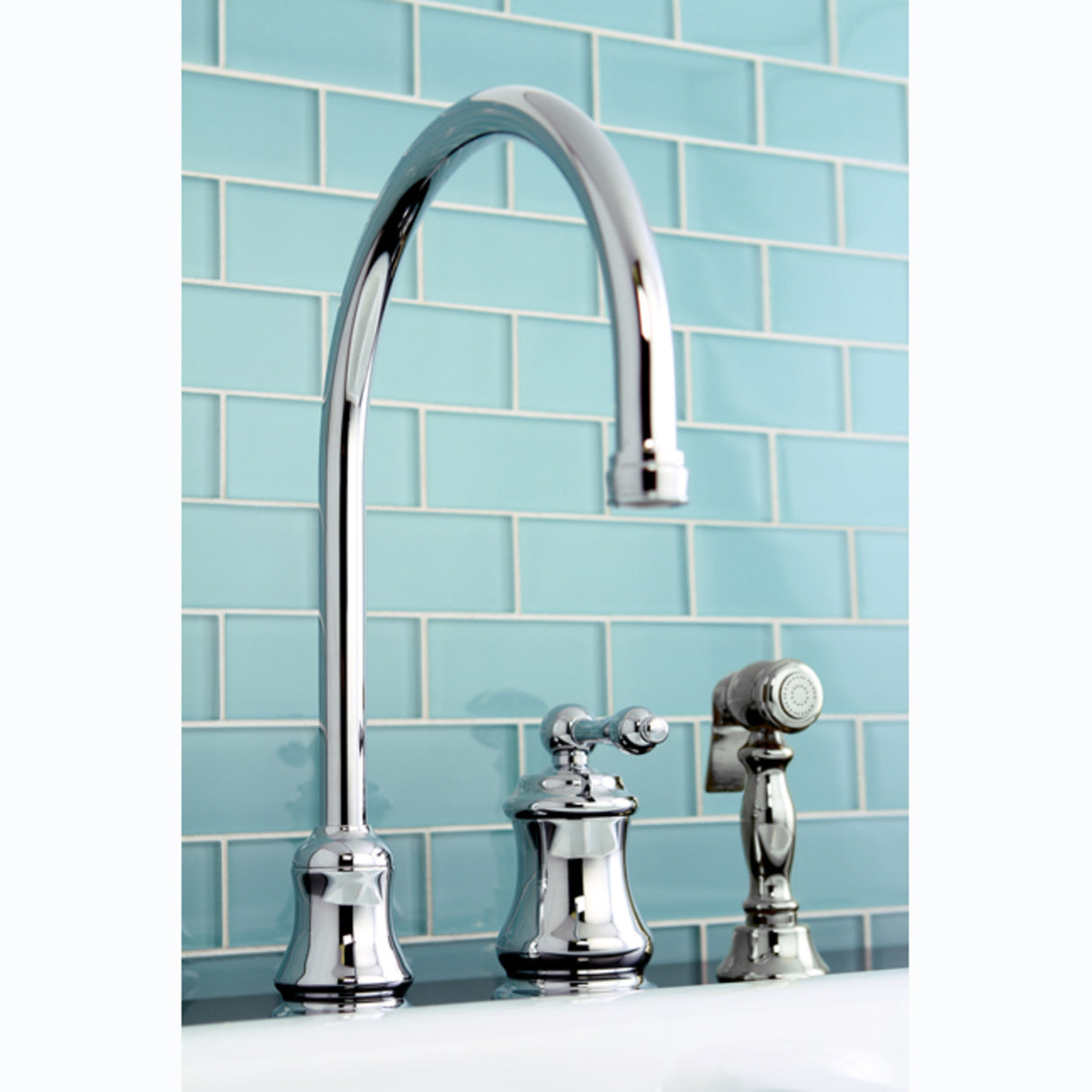 Kingston Brass KS3811ALBS Widespread Kitchen Faucet, Polished Chrome