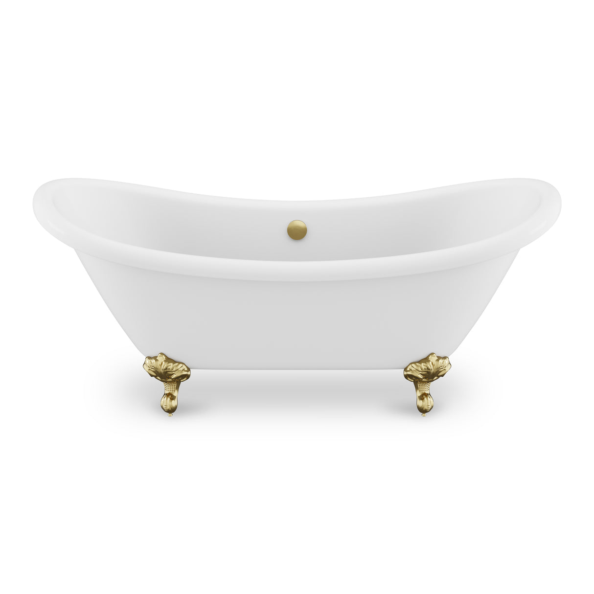 ANZZI FT-AZ132BG Falco Claw Foot 67" One Piece Acrylic Freestanding Soaking Bathtub in Glossy White with Brushed Gold Feet