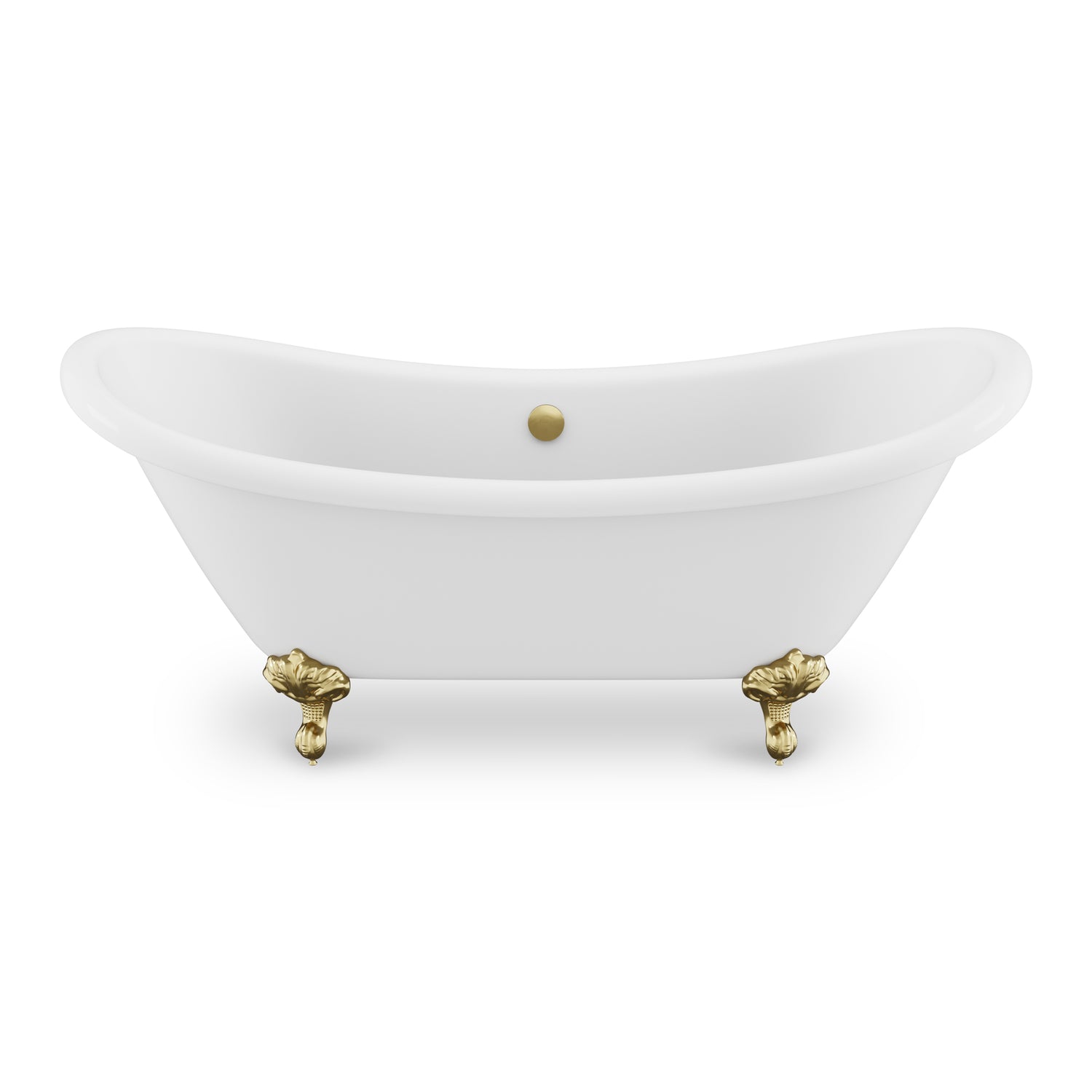 ANZZI FT-AZ132BG Falco Claw Foot 67" One Piece Acrylic Freestanding Soaking Bathtub in Glossy White with Brushed Gold Feet