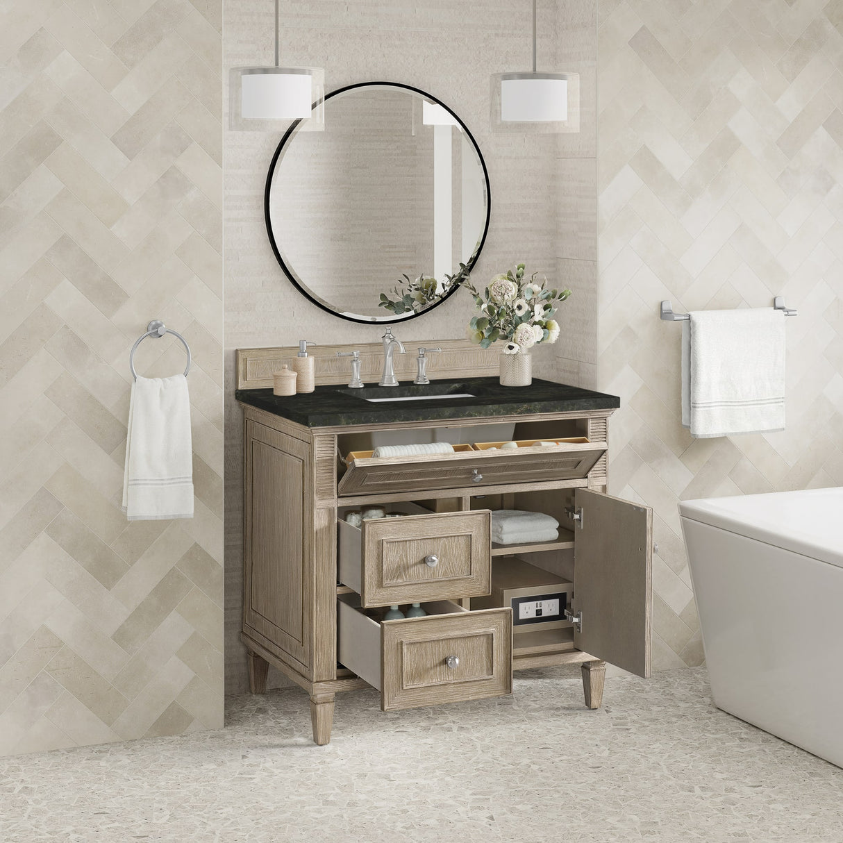 Lorelai 36" Single Vanity, Whitewashed Oak, w/ 3 CM Phantome Eclos Top