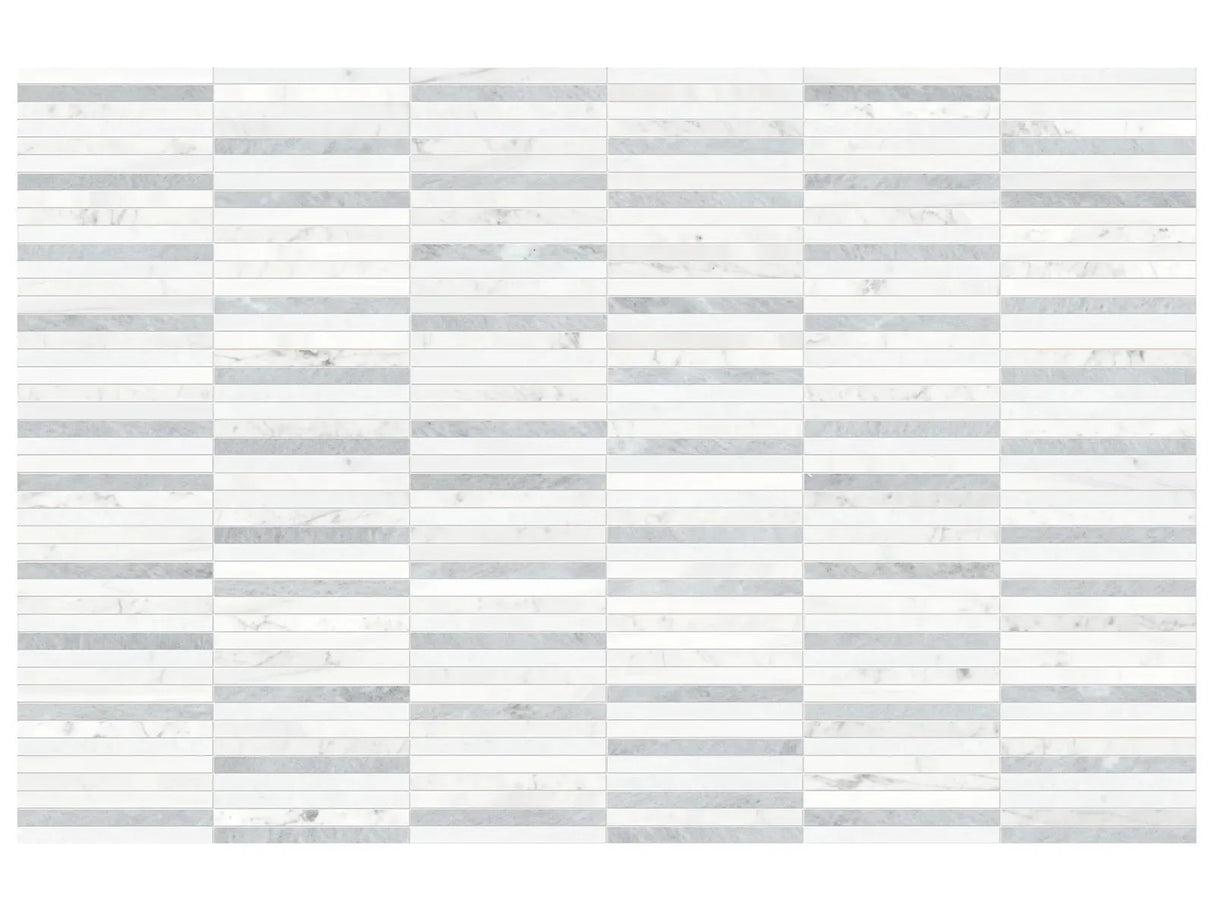 Anatolia Tile Utopio 1/2 X 6 In Stacked Polar Honed Natural Stone Waterjet Mosaic 5001-0430-0 Stacked Polar - premium natural stone mosaic tile from Anatolia Tile, available at PoshHaus showroom in Keene, NH