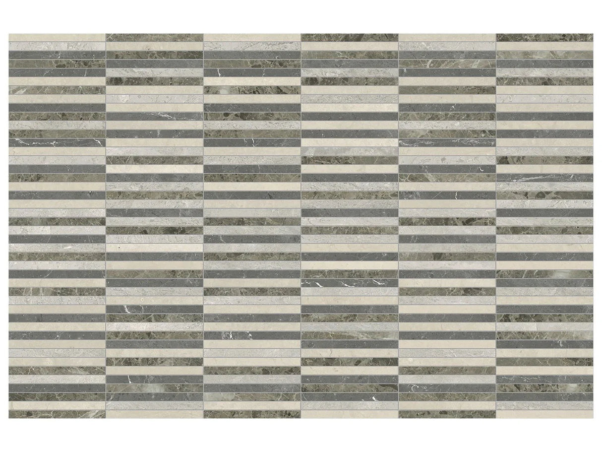 Anatolia Tile Utopio 1/2 X 6 In Stacked Terra Honed + Polished Blend Natural Stone Waterjet Mosaic 5001-0431-0 Stacked Terra - premium natural stone mosaic tile from Anatolia Tile, available at PoshHaus showroom in Keene, NH
