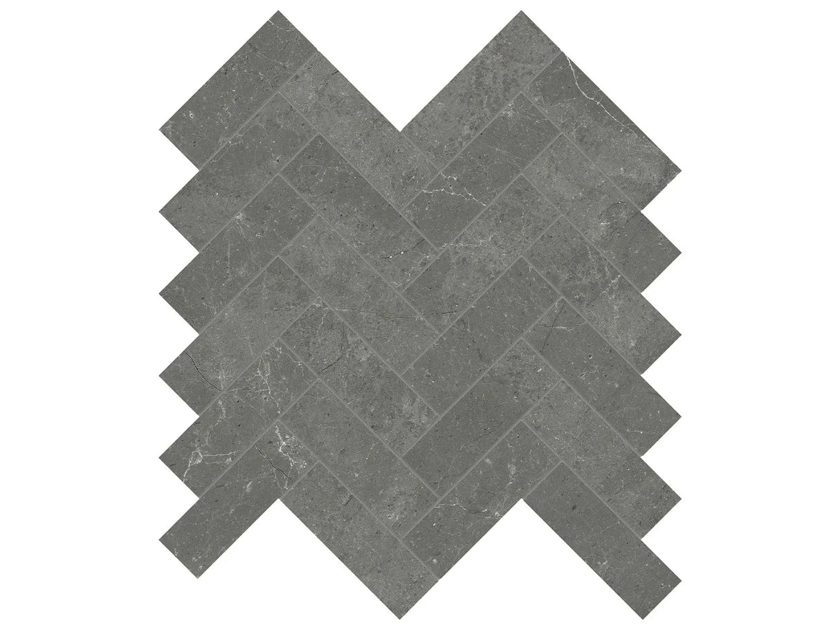 Anatolia Tile 1.25X4 Stark Carbon Herringbone Polished Marble Mosaic 5001-0319-0 * 1 Sheet = .89 Sqft * Stark Carbon Herringbone - premium natural stone mosaic tile from Anatolia Tile, available at PoshHaus showroom in Keene, NH