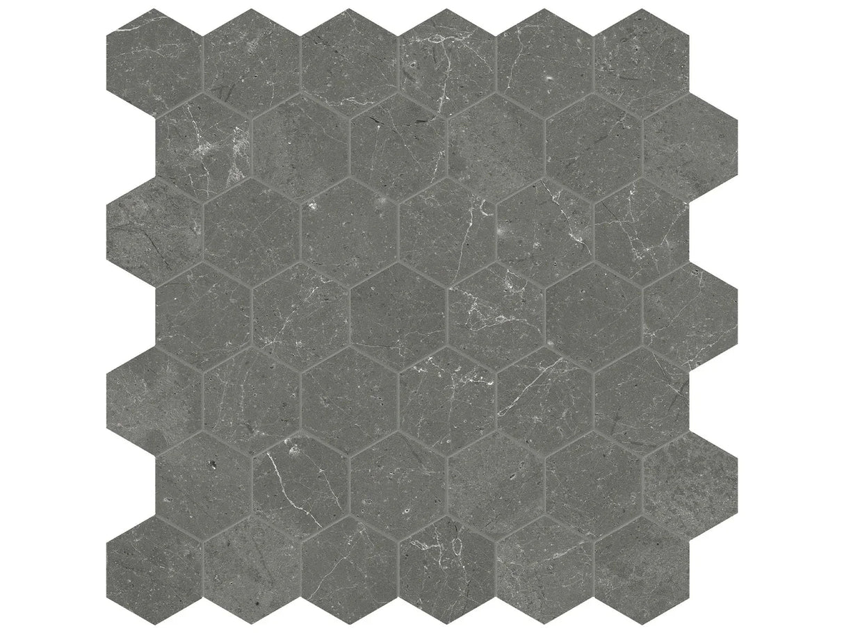 Anatolia Tile 2" Hex Stark Carbon Polished Marble Mosaic 5001-0318-0 * 1 Sheet = .99 Sqft * Stark Carbon Hexagon 2" - premium natural stone mosaic tile from Anatolia Tile, available at PoshHaus showroom in Keene, NH