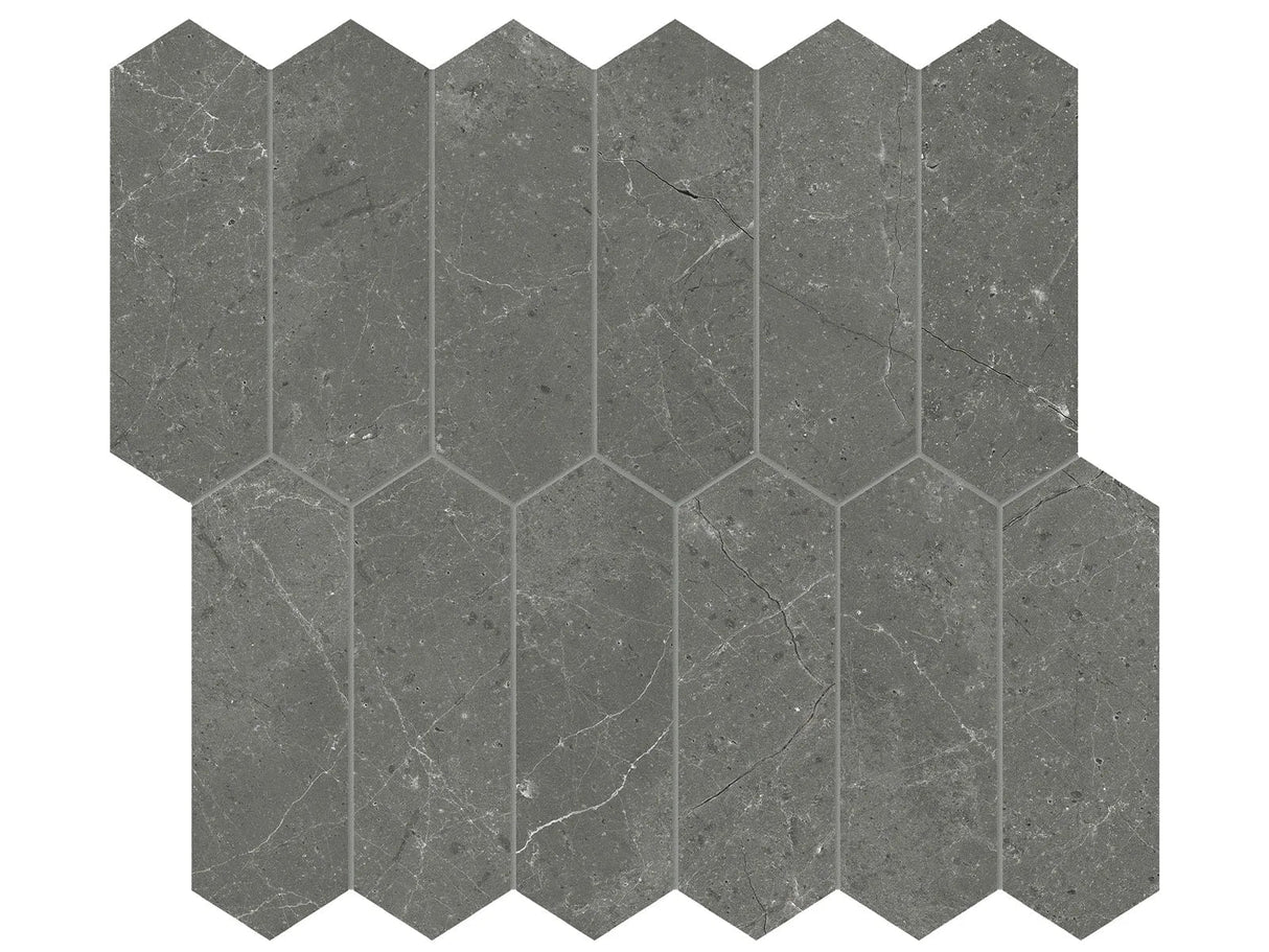 Anatolia Tile 2X6 Stark Carbon Picket Polished Marble Mosaic 5001-0320-0 * 1 Sheet = .87 Sqft * Stark Carbon Picket 2x6 - premium natural stone mosaic tile from Anatolia Tile, available at PoshHaus showroom in Keene, NH