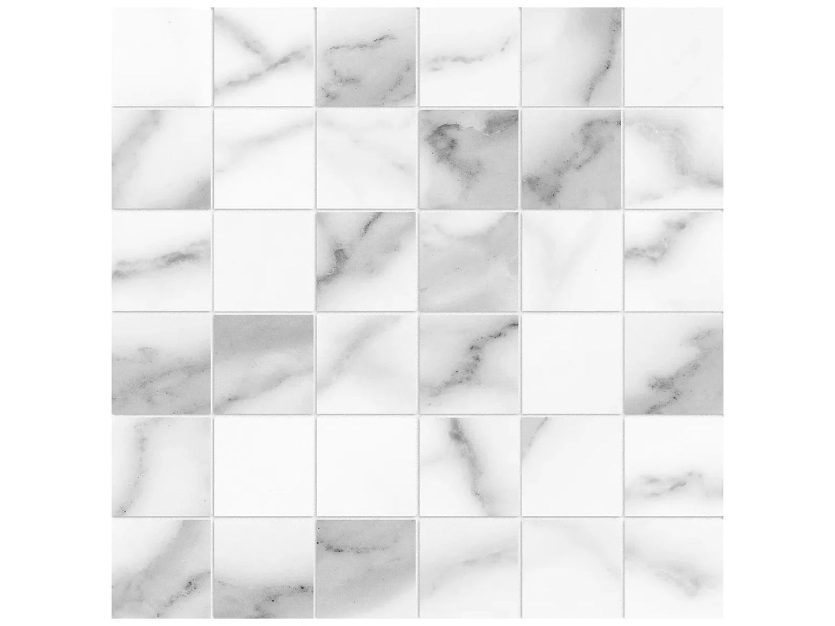 Anatolia 2X2 Mosaic Lumino Statuario Matte Porcelain Tile 4501-0575-0 *** 1 Sheet = .96 Sf *** Statuario 2x2 - premium natural stone mosaic tile from Anatolia Tile, available at PoshHaus showroom in Keene, NH
