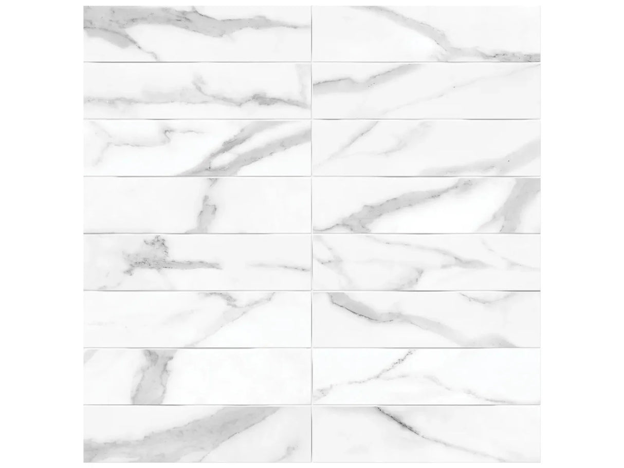 Anatolia Tile 3X12 Raffino Plane Statuario Matte 4000-0277-0 Statuario Valore Artisan - premium natural stone mosaic tile from Anatolia Tile, available at PoshHaus showroom in Keene, NH