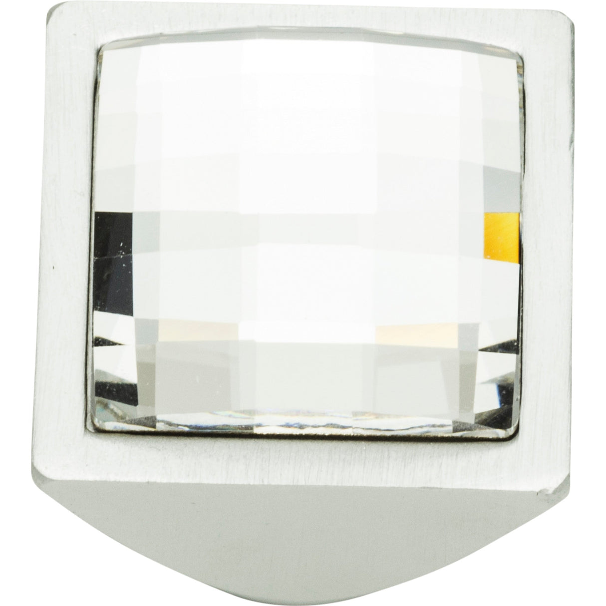 Atlas Homewares Crystal Large Square Knob 1 Inch Matte Chrome