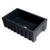 30" Black Matte Reversible Smooth / Fluted Single Bowl Fireclay Farm Sink