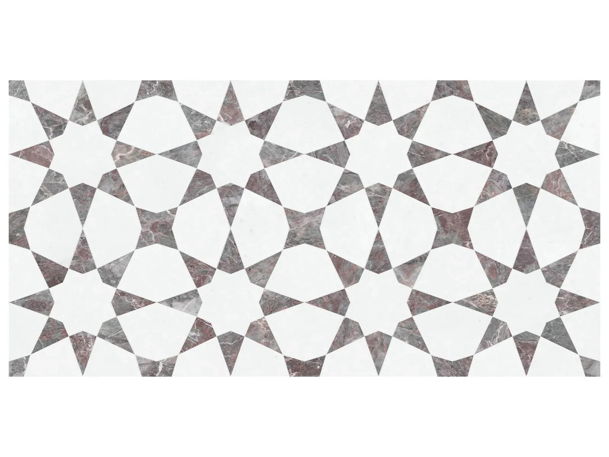 Anatolia Tile Utopio Stellar Burgundy Honed Natural Stone Waterjet Mosaic 5001-0388-0 Stellar Burgundy - premium natural stone mosaic tile from Anatolia Tile, available at PoshHaus showroom in Keene, NH