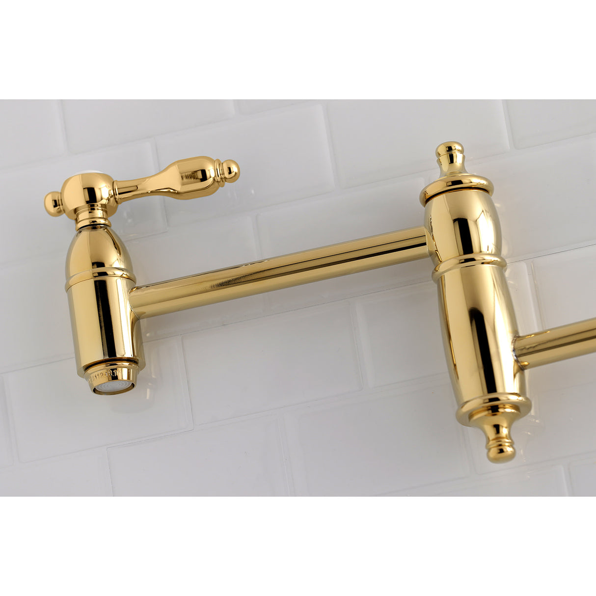 Kingston Brass KS3102TAL Tudor Wall Mount Pot Filler Kitchen Faucet, Polished Brass