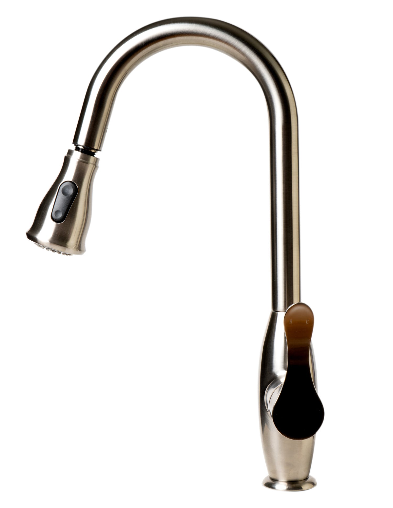 Brushed Nickel Traditional Gooseneck Pull Down Kitchen Faucet