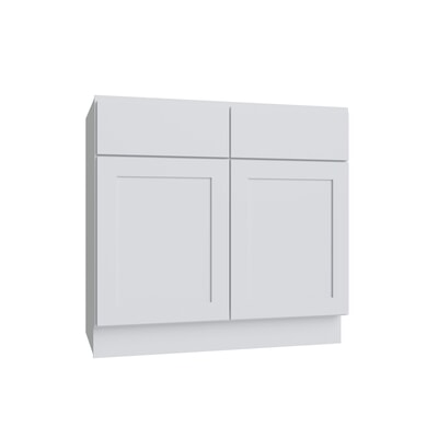 Shaker White SLAB Double Door Vanity - 30" W x 34.5" H x 21" D