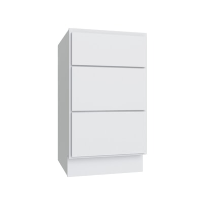 Shaker White SLAB Vanity Drawer Base - 15" W x 32.5" H x 21" D - Reduced Height