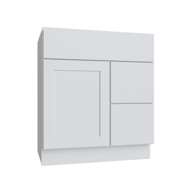 Shaker White SLAB Vanity Combo Cab - Drw Right - 30" W x 21" D