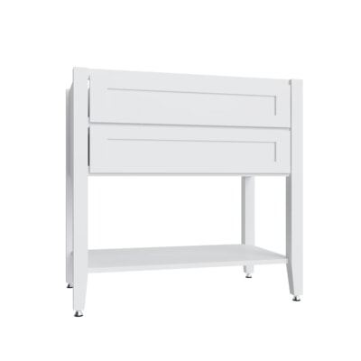 Shaker White Open Shelf Vanity Sink Base - 36" W x 21" D