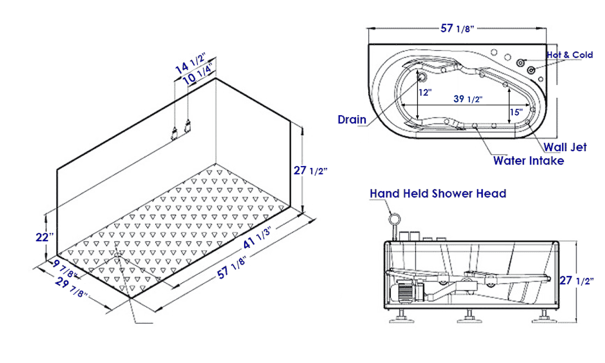 EAGO AM175-R 5' White Acrylic Corner Whirlpool Bathtub - Drain on Right