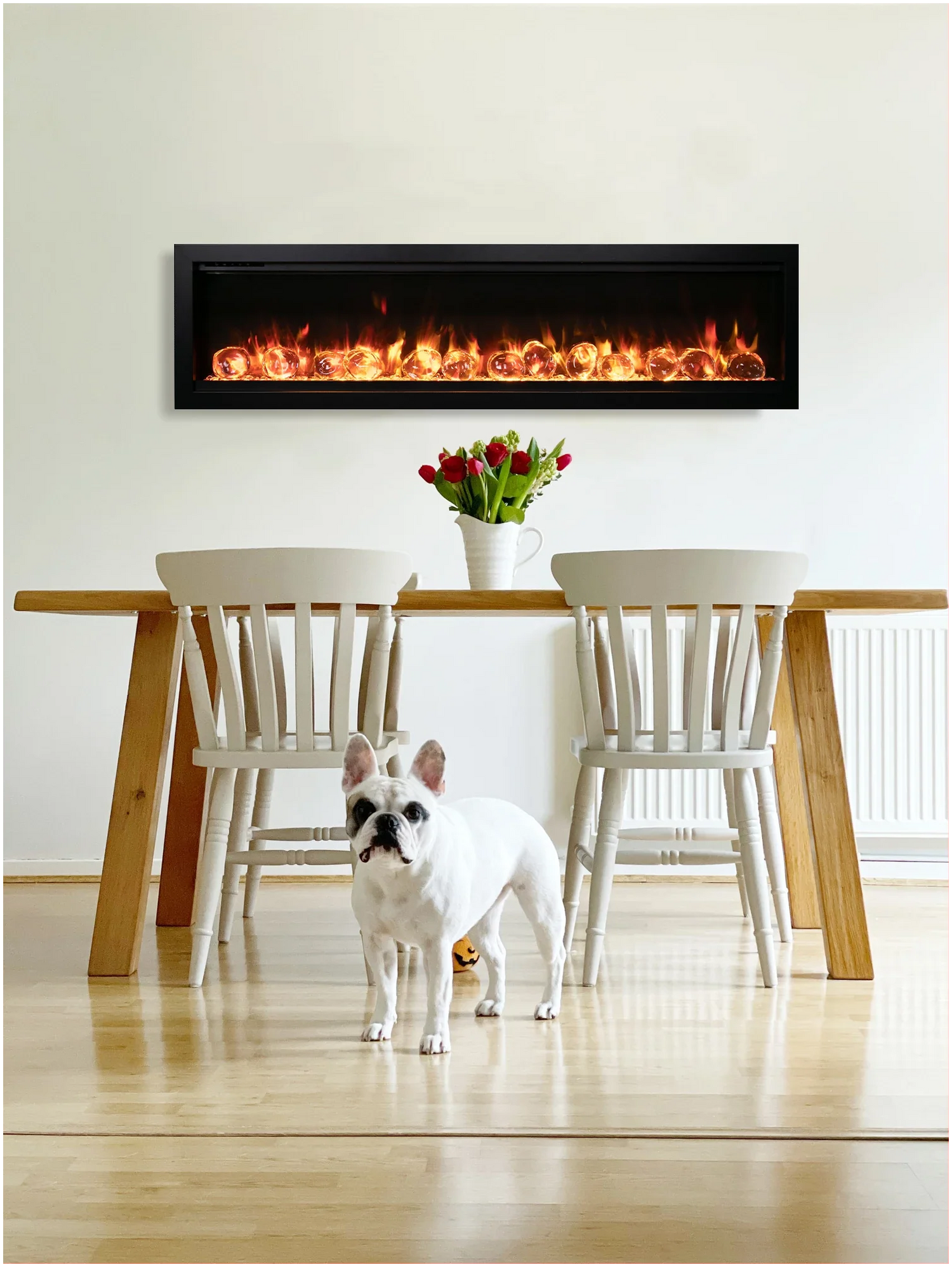 Amantii SYM-50-BESPOKE Symmetry Bespoke - 50" Indoor / Outdoor Electric Built In Fireplace featuring, WiFi Compatibilty & Bluetooth Connectivity, MultiFunction Remote, and a Selection of Media Options