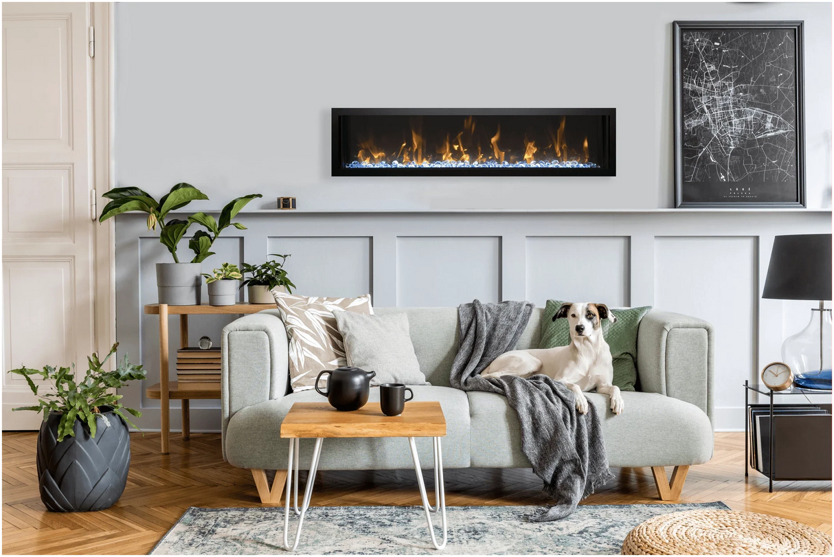Amantii SYM-SLIM-42 Symmetry Xtraslim Smart Electric  -42" WiFi Enabled Fireplace, Featuring a  MultiFunction  Remote Control, Multi Speed Flame Motor