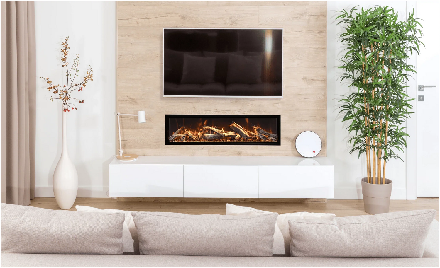 Amantii SYM-60-XT-BESPOKE Symmetry Xtra Tall Bespoke - 60" Indoor / Outdoor Electric Built In featuring, WiFi Compatibilty & Bluetooth Connectivity, MultiFunction Remote, and a Selection of Media Options
