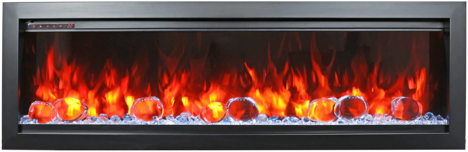 Amantii SYM-50-BESPOKE Symmetry Bespoke - 50" Indoor / Outdoor Electric Built In Fireplace featuring, WiFi Compatibilty & Bluetooth Connectivity, MultiFunction Remote, and a Selection of Media Options