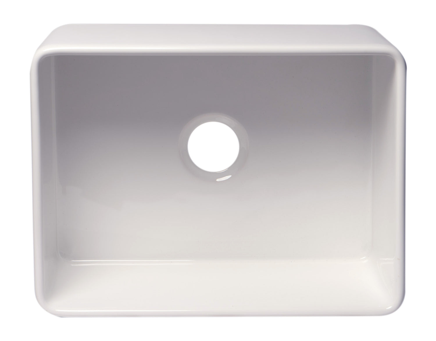 ALFI brand ABF2418 24" White Thin Wall Single Bowl Smooth Apron Fireclay Kitchen Farm Sink