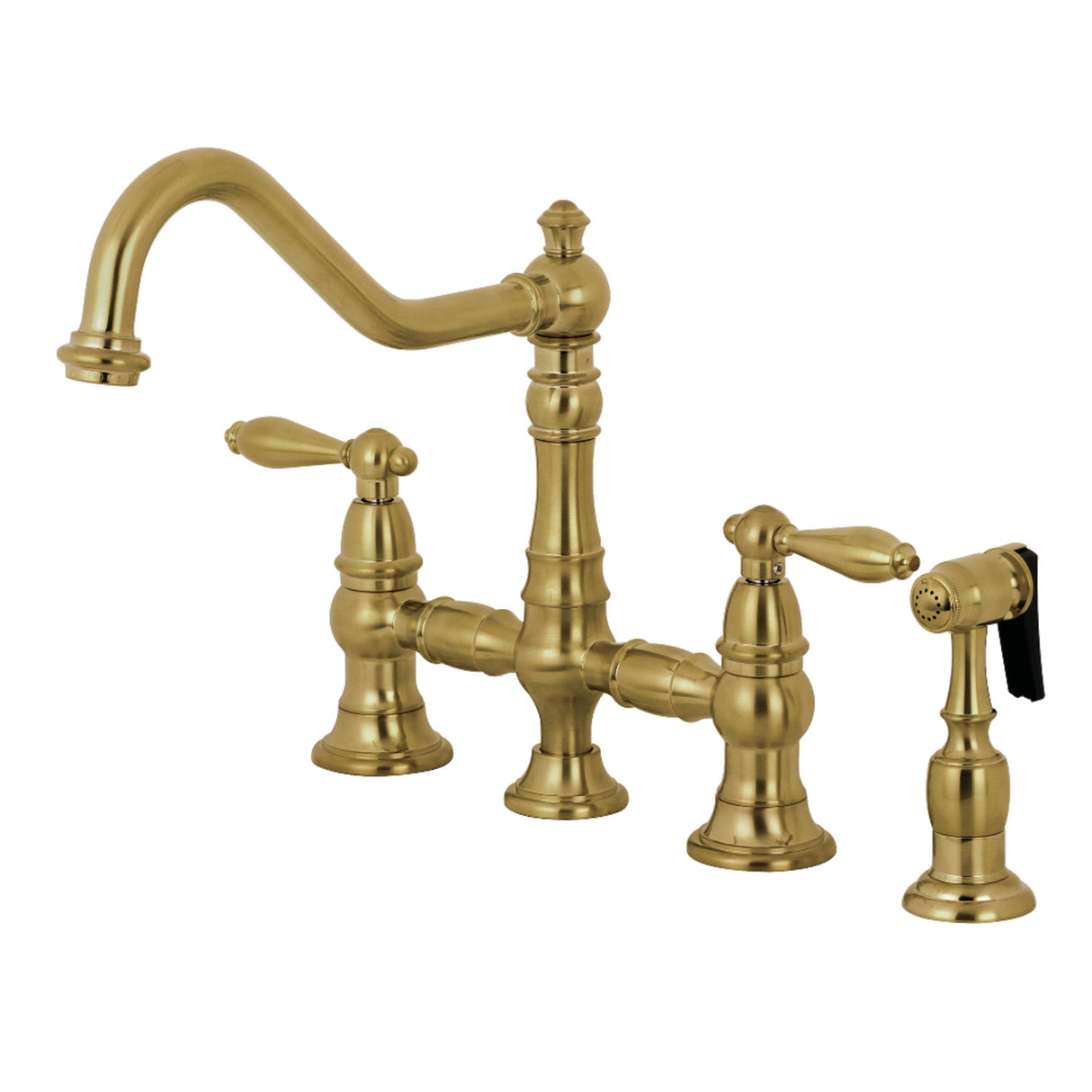 Kingston Brass KS3277ALBS Kitchen Faucet with Side Sprayer, Brushed Brass