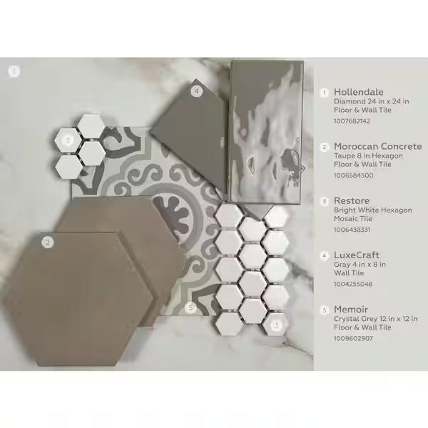 Marazzi Moroccan Concrete Taupe 8x9 Glazed Porcelain Hexagon Tile