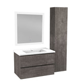 ANZZI VT-MRSCCT30-GY 30 in. W x 20 in. H x 18 in. D Bath Vanity Set in Rich Gray with Vanity Top in White with White Basin and Mirror