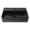 ALFI brand ABC901-BM Black Matte 24" Modern Rectangular Above Mount Ceramic Sink with Faucet Hole