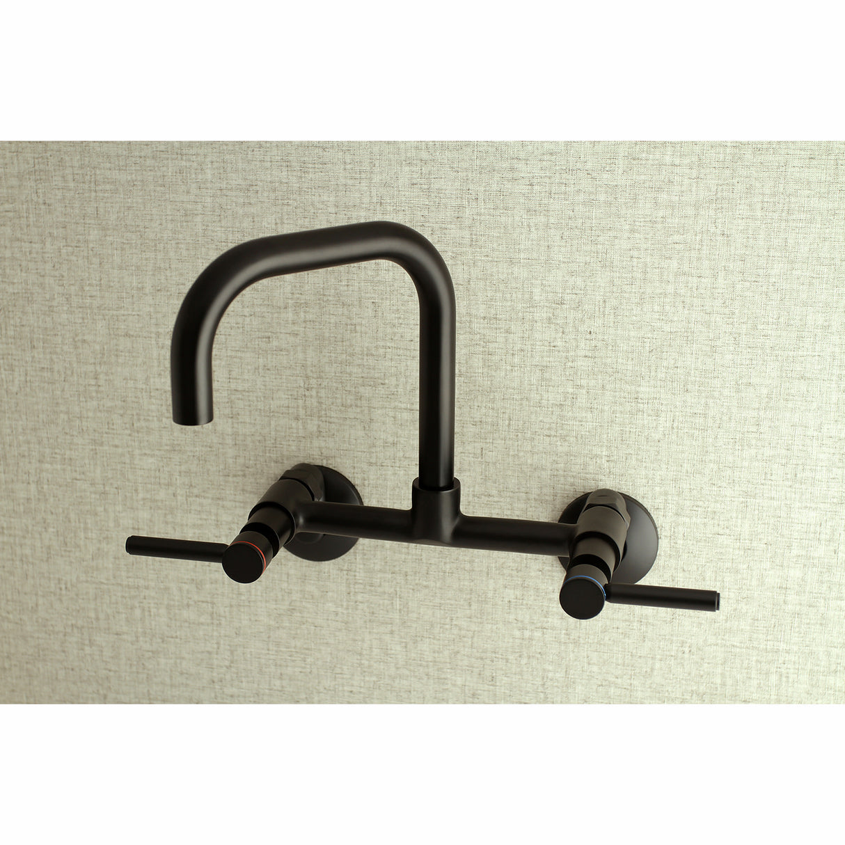 Kingston Brass Concord 8-Inch Adjustable Center Wall Mount Kitchen Faucet, Matte Black