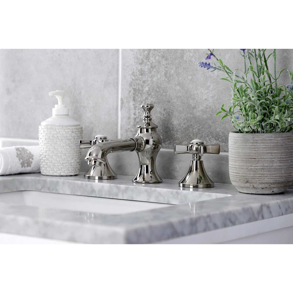 Kingston Brass KC7066ZX 8 in. Widespread Bathroom Faucet, Polished Nickel