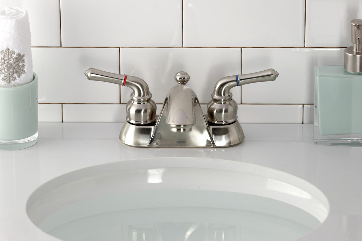 Kingston Brass KB2628 4 in. Centerset Bathroom Faucet, Brushed Nickel