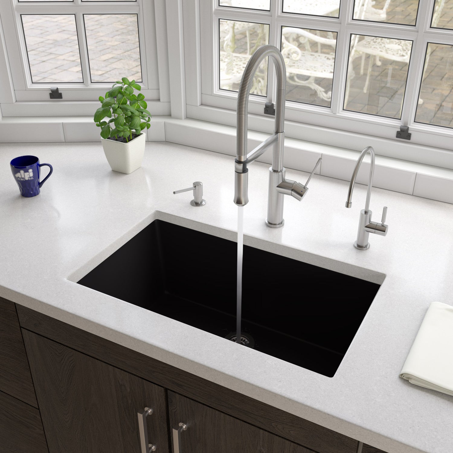 Black Matte 30" x 18" Fireclay Undermount / Drop In Fireclay Kitchen Sink