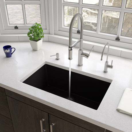 Black Matte 30" x 18" Fireclay Undermount / Drop In Fireclay Kitchen Sink