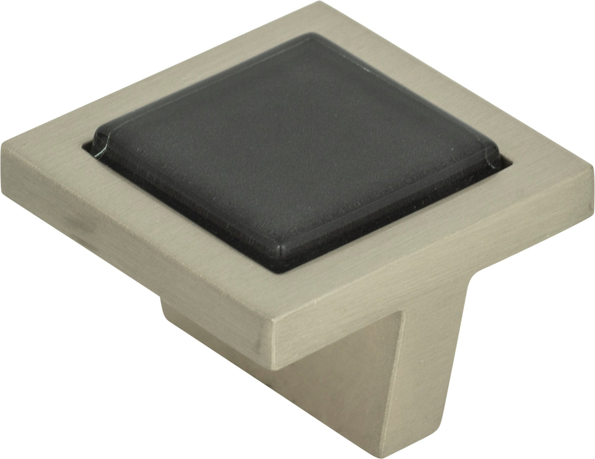 Atlas Homewares Spa Black Square Knob 1 3/8 Inch Brushed Nickel
