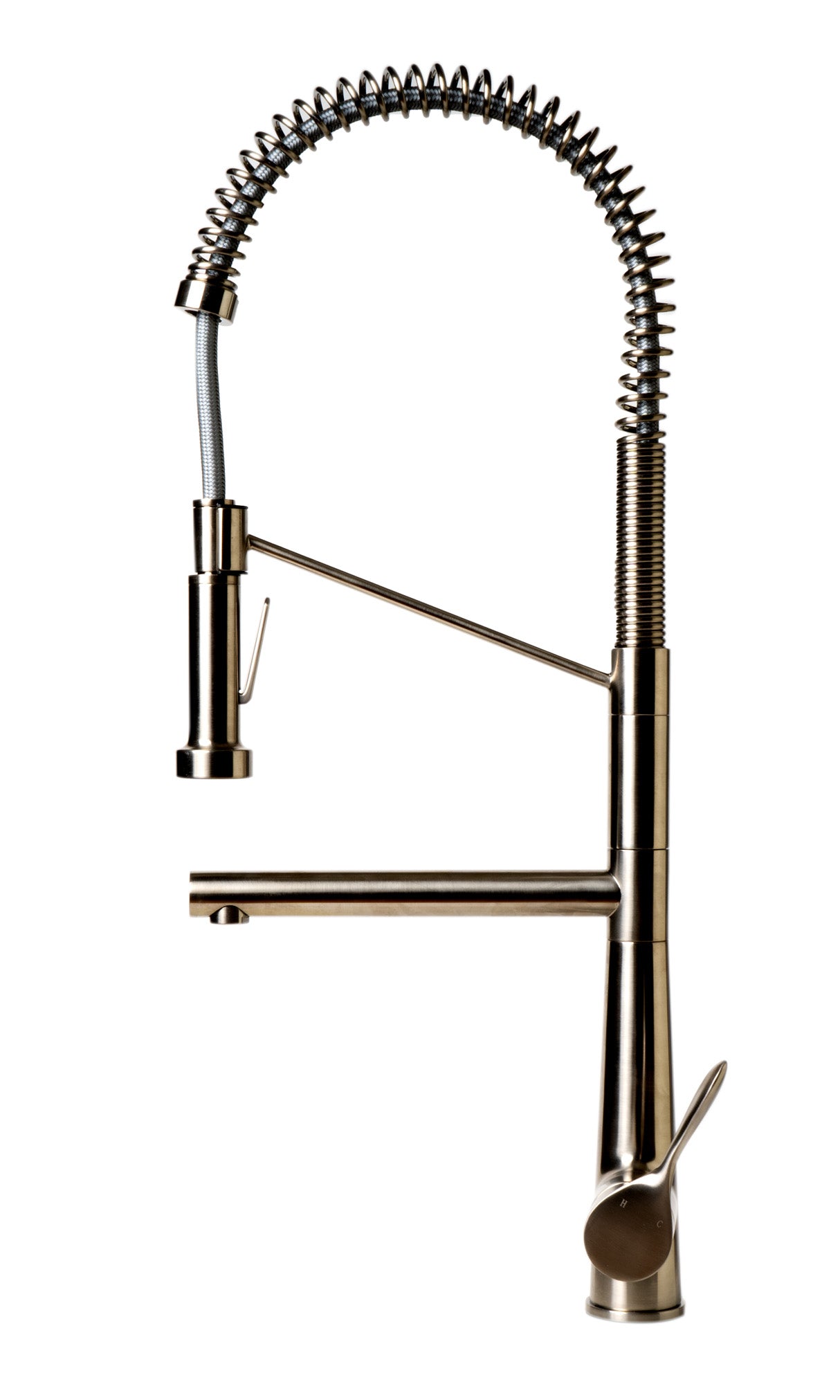 Brushed Nickel Double Spout Commercial Spring Kitchen Faucet