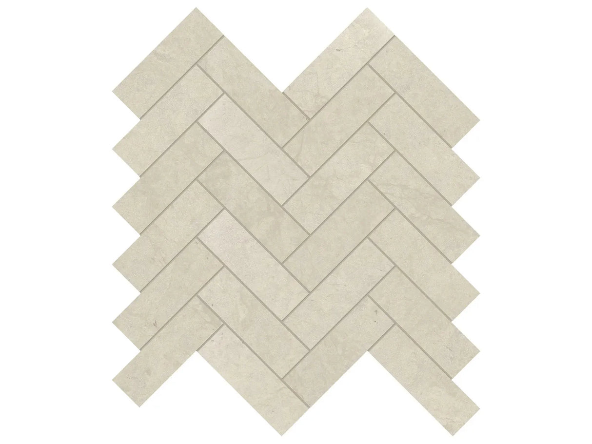 Anatolia Tile 1.25X4 Tierra Halo Herringbone Honed Marble Mosaic 5001-0288-0 * 1 Sheet = .89 Sqft * Tierra Halo Herringbone - premium natural stone mosaic tile from Anatolia Tile, available at PoshHaus showroom in Keene, NH