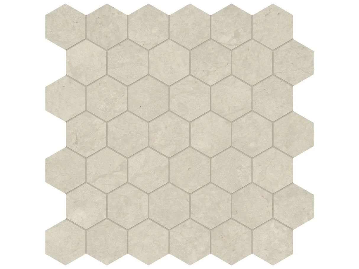 Anatolia Tile 2" Hex Tierra Halo Honed Marble Mosaic 5001-0287-0 * 1 Sheet = .99 Sqft * Tierra Halo Hexagon 2" - premium natural stone mosaic tile from Anatolia Tile, available at PoshHaus showroom in Keene, NH