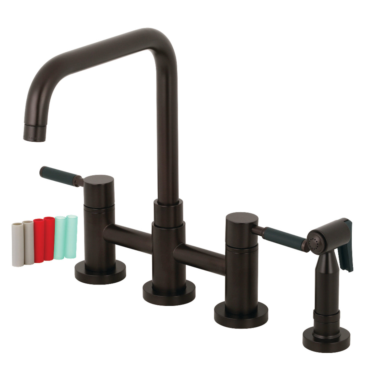 Kingston Brass KS8285DKLBS Kaiser Bridge Kitchen Faucet with Brass Sprayer, Oil Rubbed Bronze