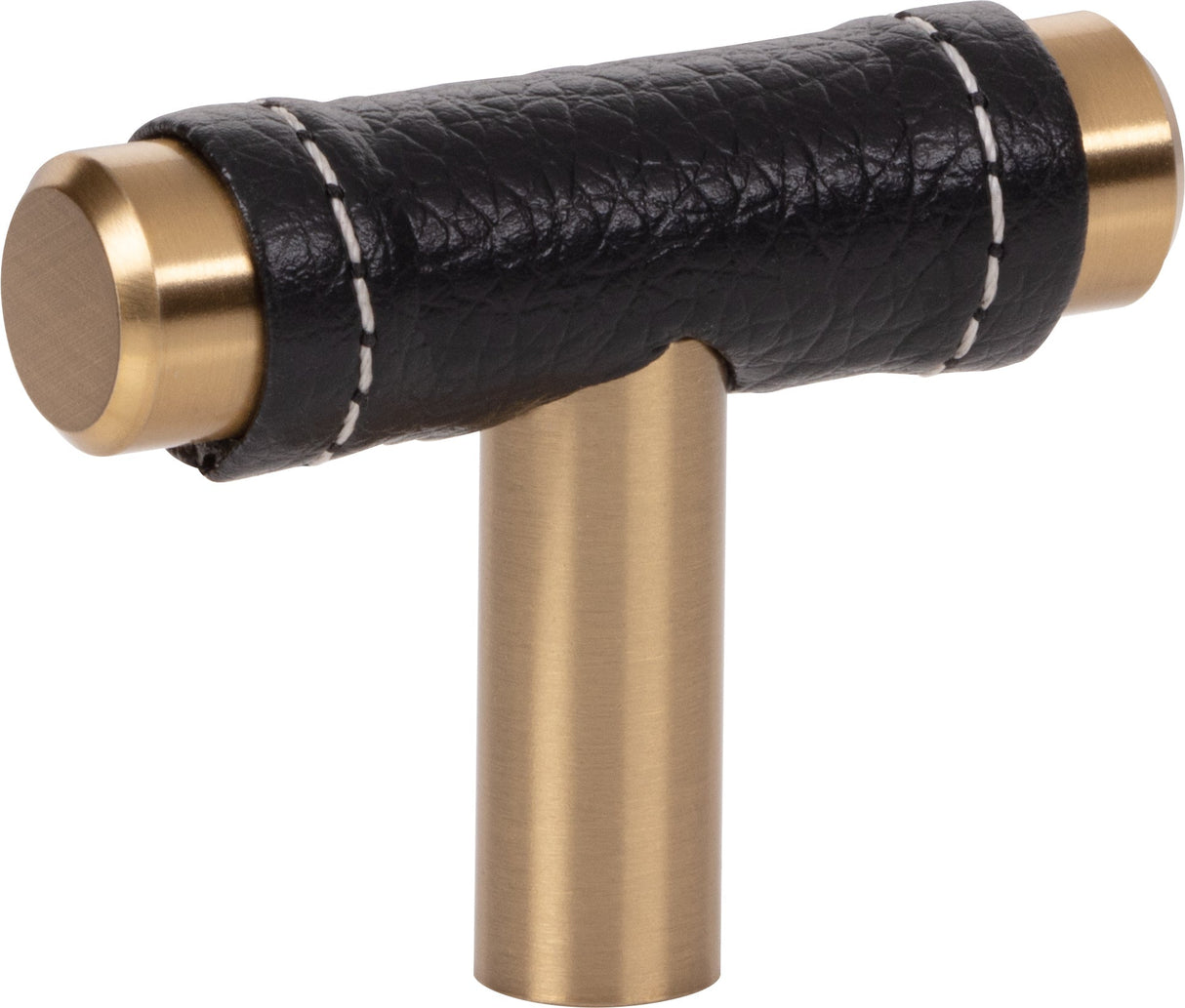 Atlas Homewares Zanzibar Black Leather Knob 1 7/8 Inch Warm Brass