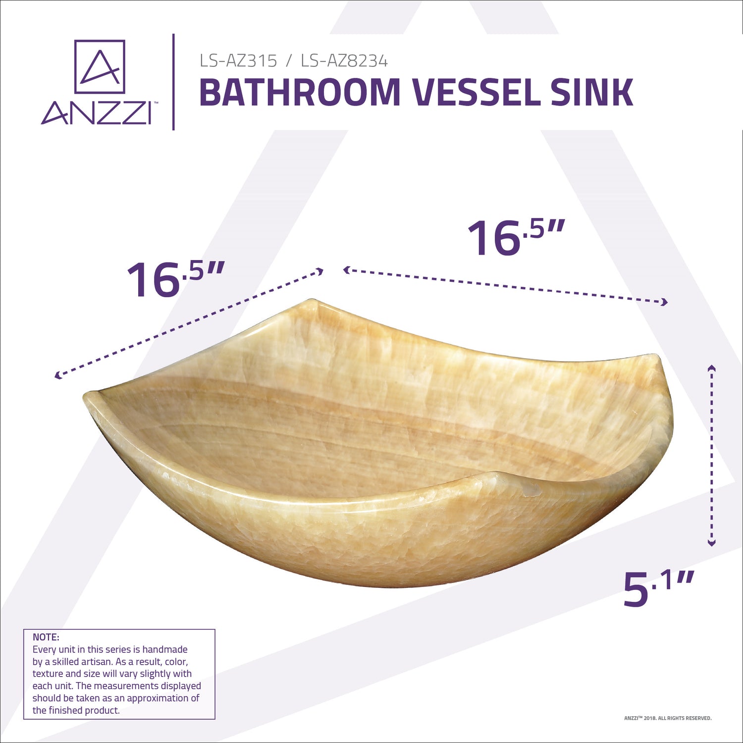 ANZZI LS-AZ315 Flavescent Visage Natural Stone Vessel Sink in Cream Jade (Showroom Display)