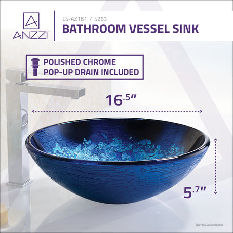 ANZZI S263 Tara Series Deco-Glass Vessel Sink in Blue Blaze
