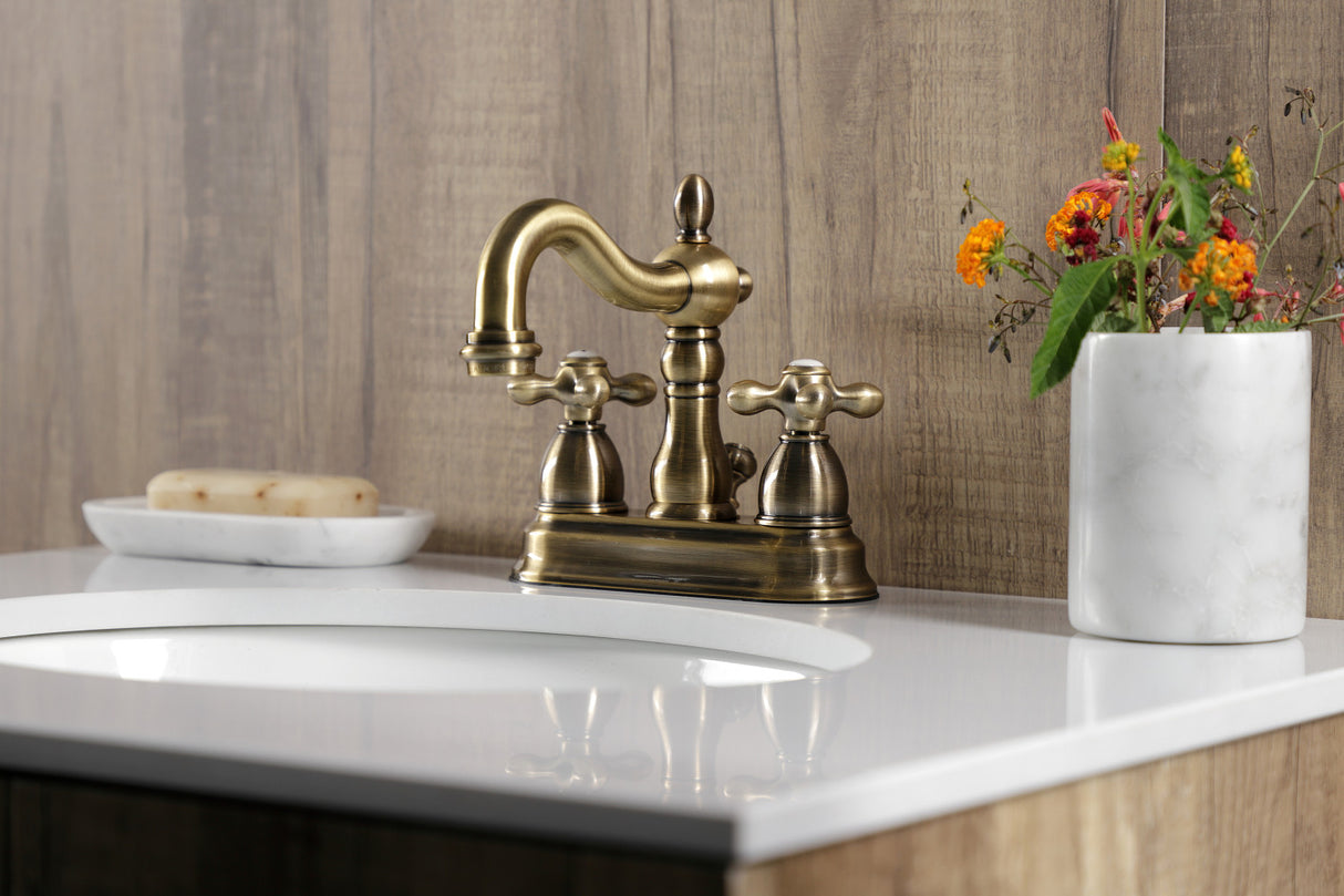 Kingston Brass KB1603AX Heritage 4 in. Centerset Bathroom Faucet, Antique Brass