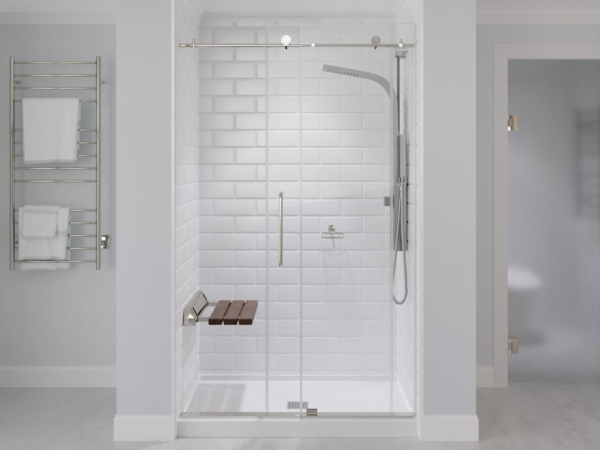 Kind 20 in. Teak Wall Mounted Folding Shower Seat SS-K-NI