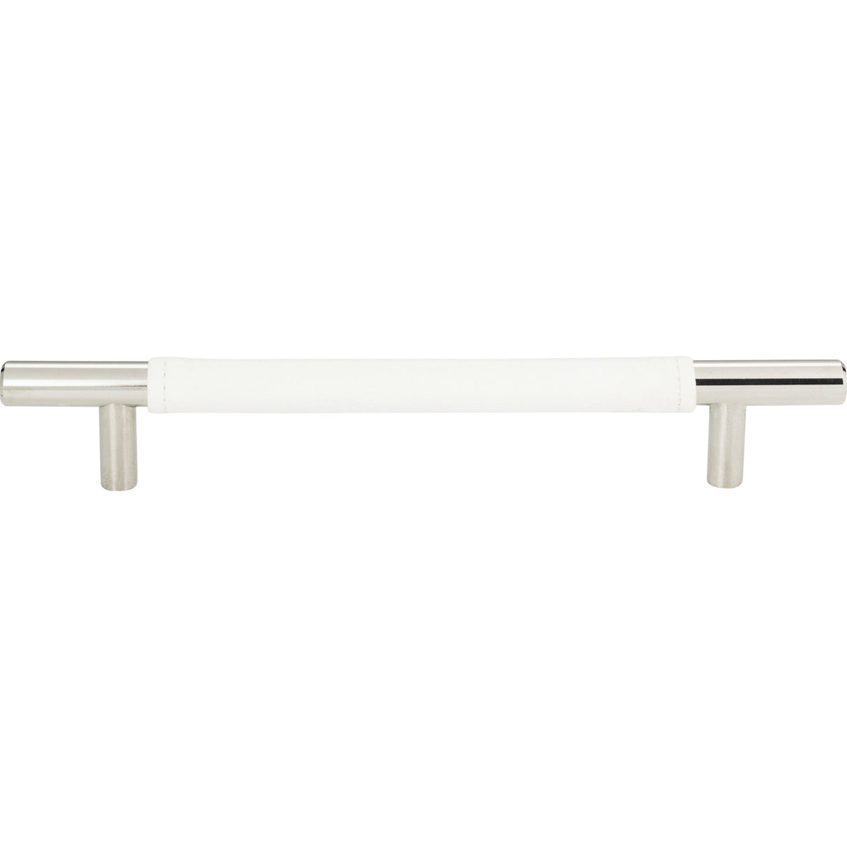 Atlas Homewares Zanzibar White Leather Pull 6 5/16 Inch (c-c) Polished Chrome